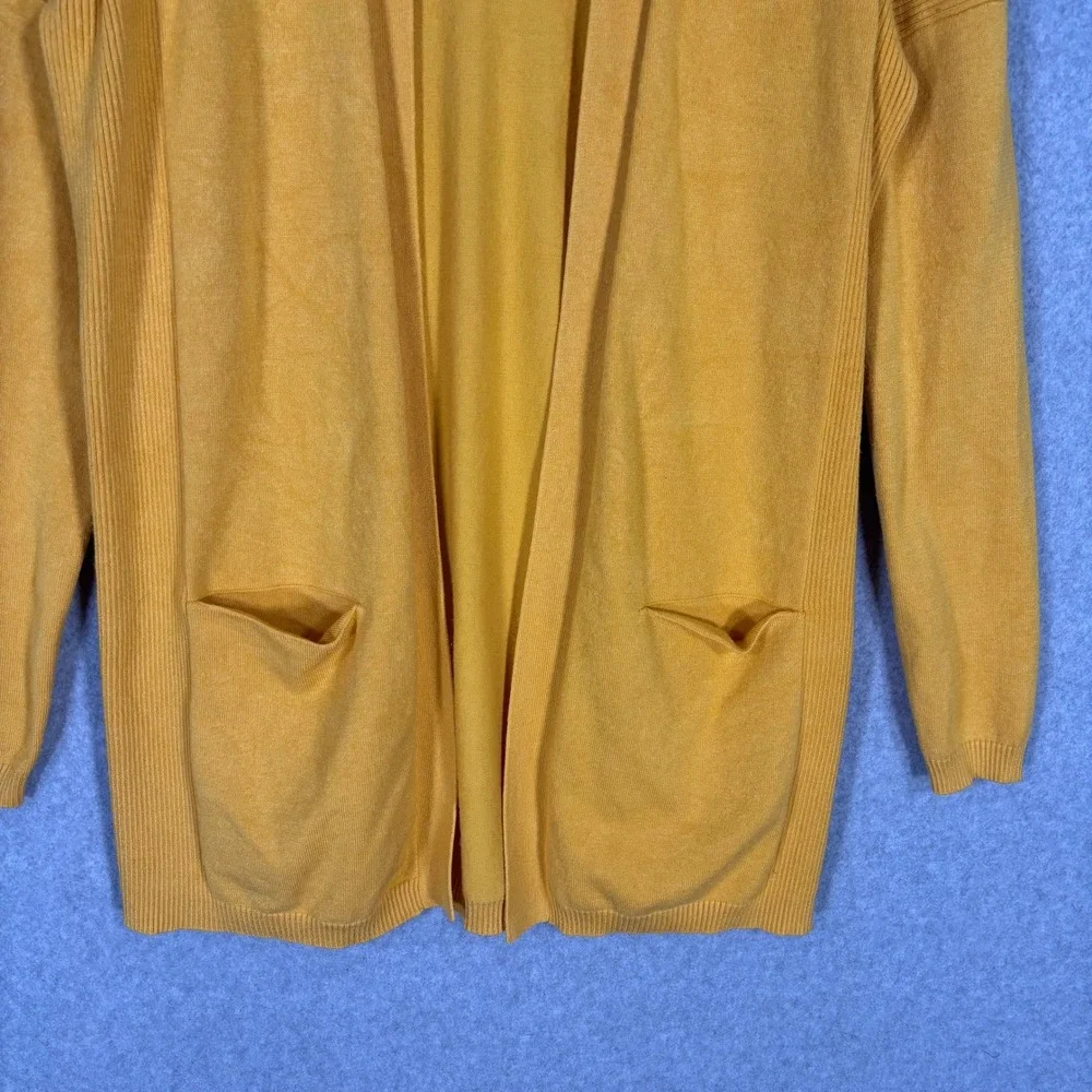 Verve Ami Cardigan‎ Sweater Small Mustard Open Pockets Lounge Comfy Soft Thin
